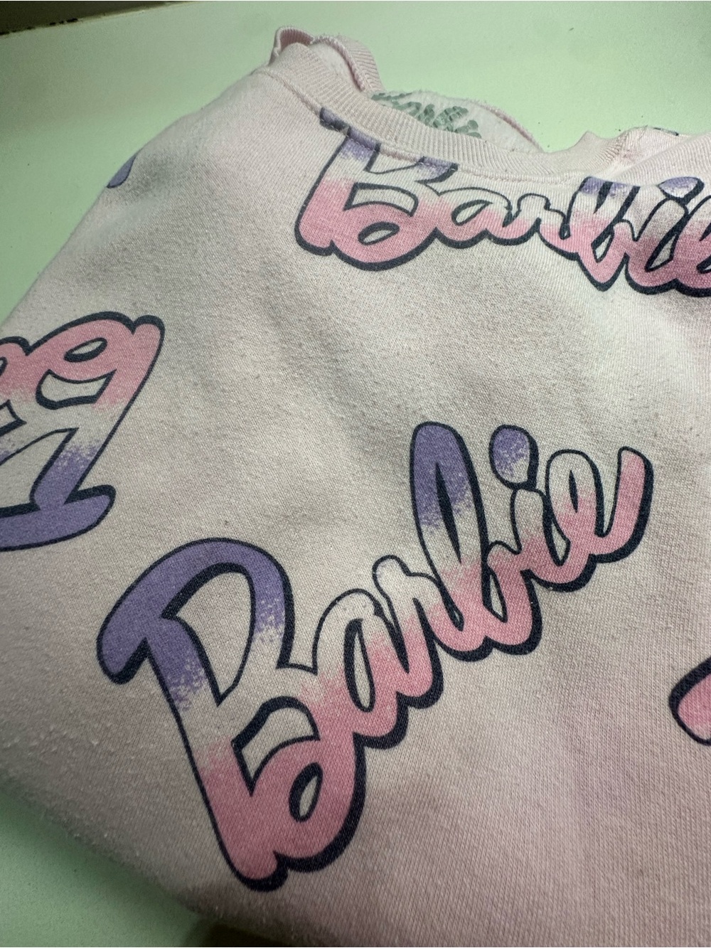 Barbie Light Pink Sweatshirt with Purple & Pink Logo Print - Picture 4 of 5